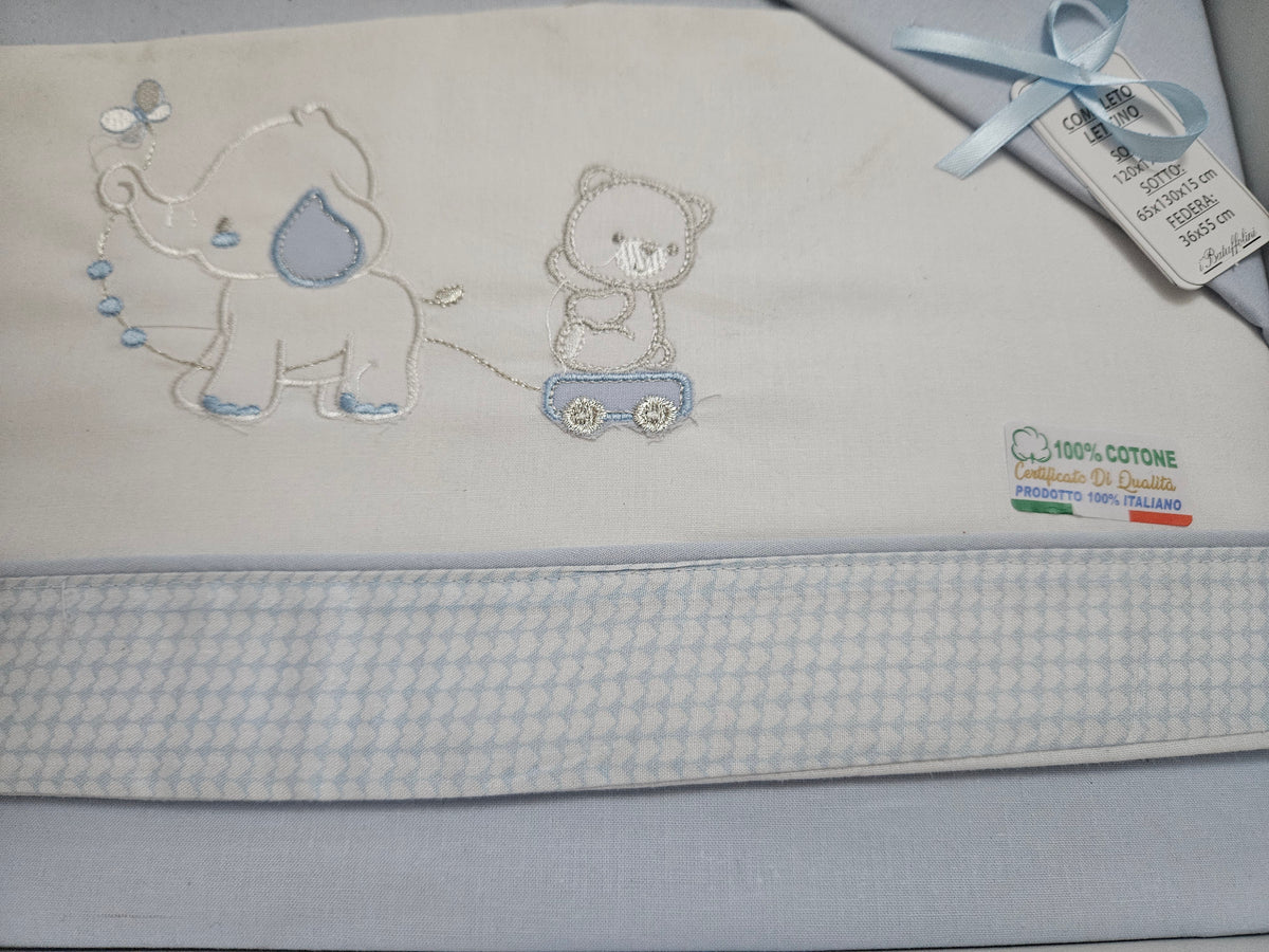 Completo culla elefantino azzurro