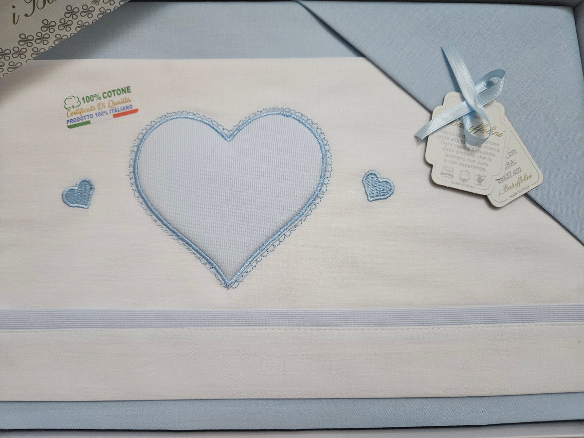 Completo culla cuore azzurro