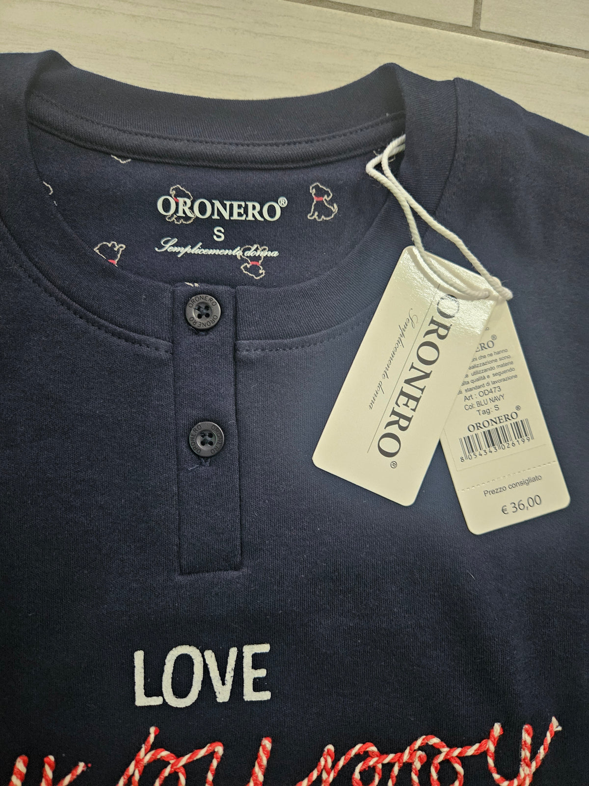 Pigiama caldo cotone blu navy S