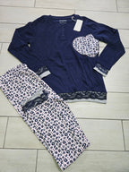 Pigiama caldo cotone rosa/blu S