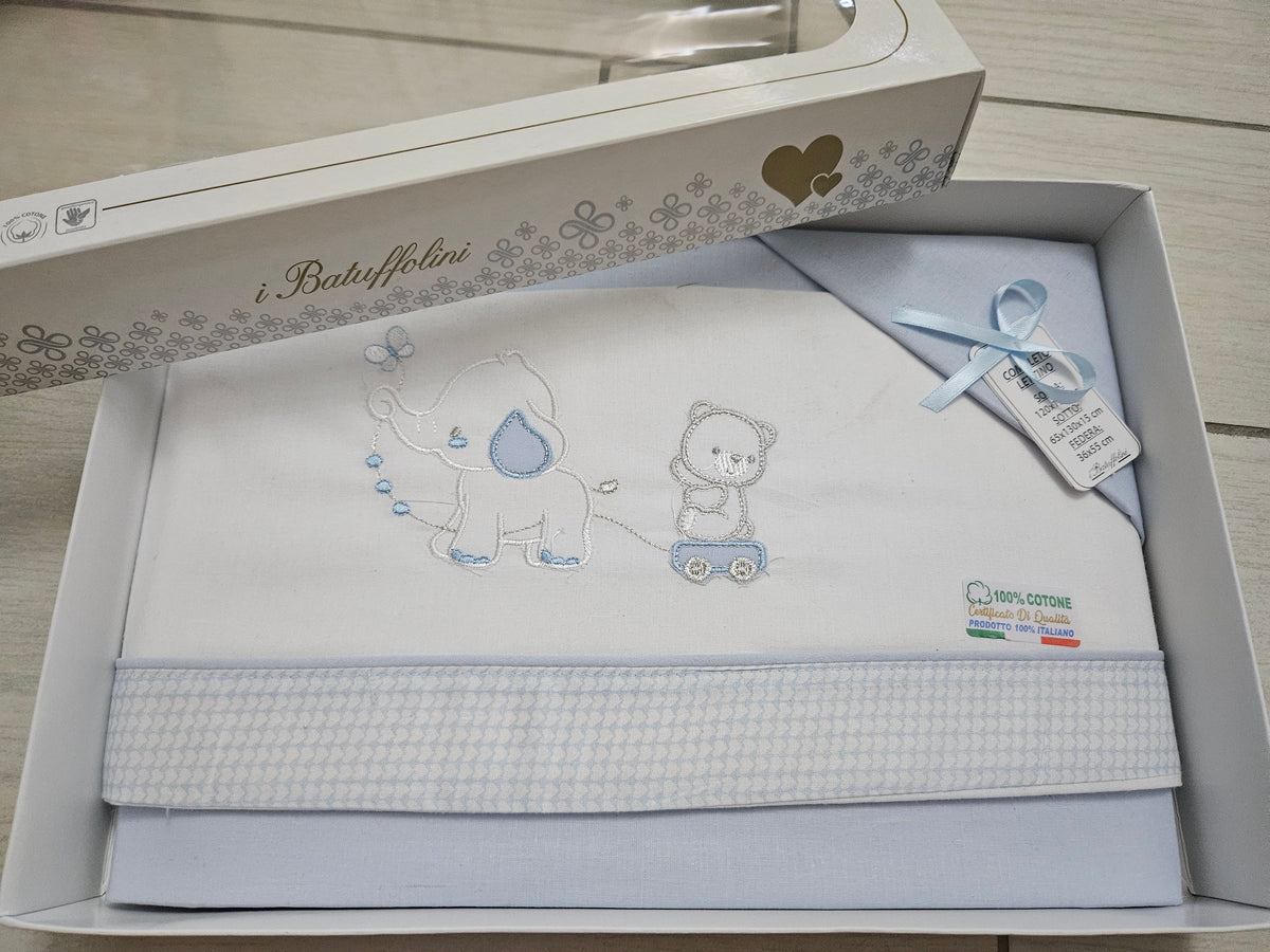 Completo culla elefantino azzurro