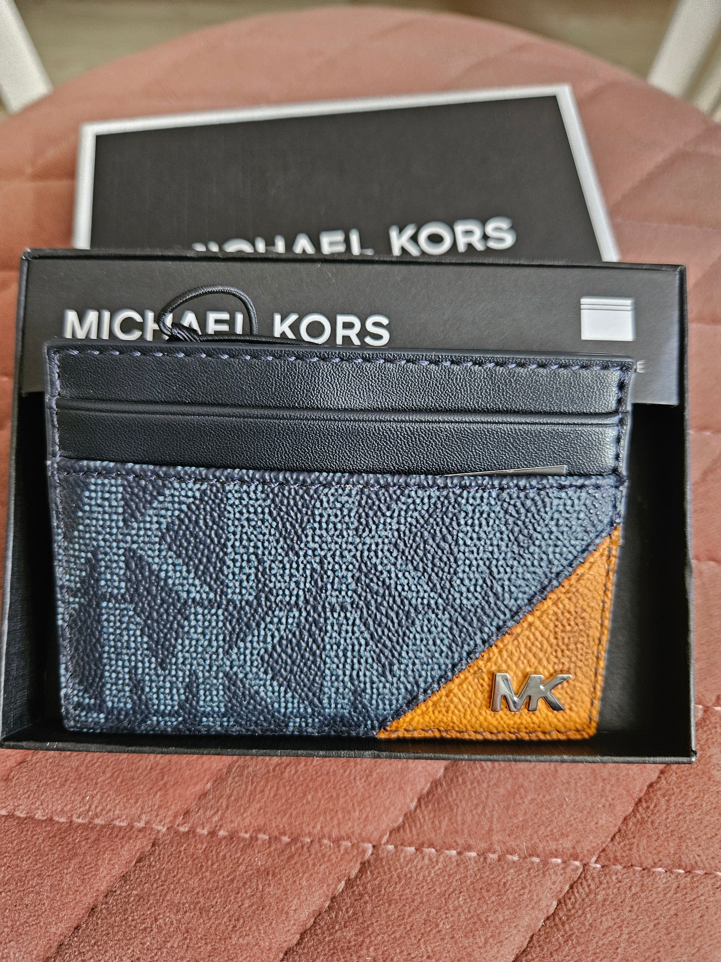 Portacarte uomo blu/arancione
