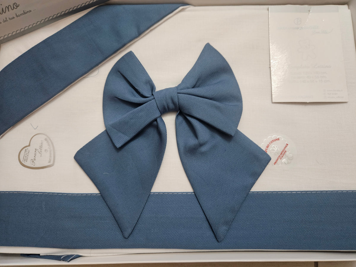 Completo culla fiocco NG blu