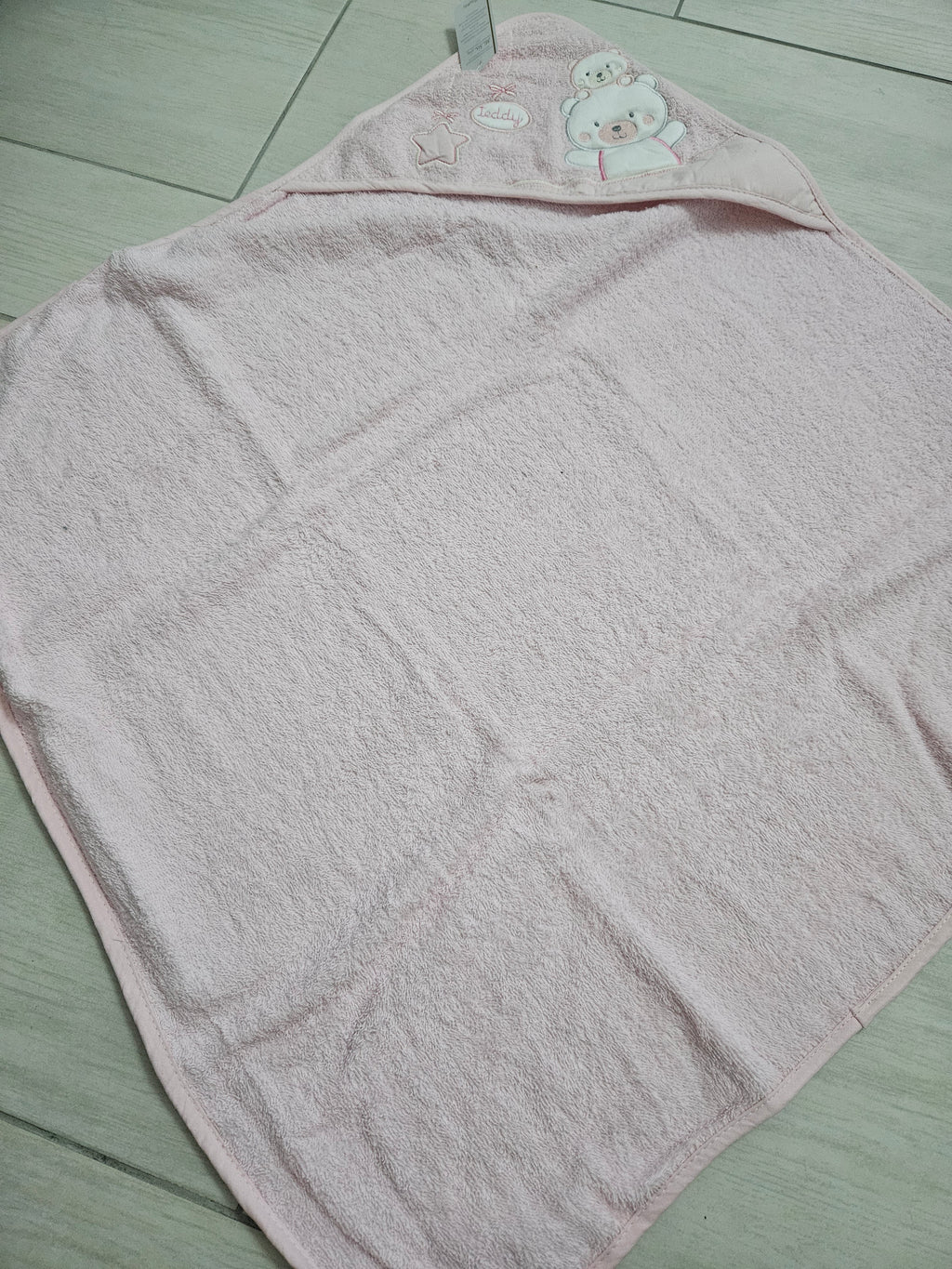 Accappatoio triangolo orsetto rosa