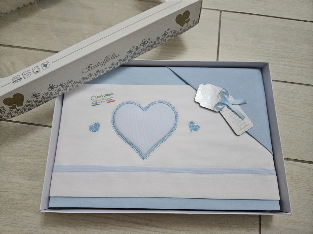 Completo i batuffolini cuore azzurro