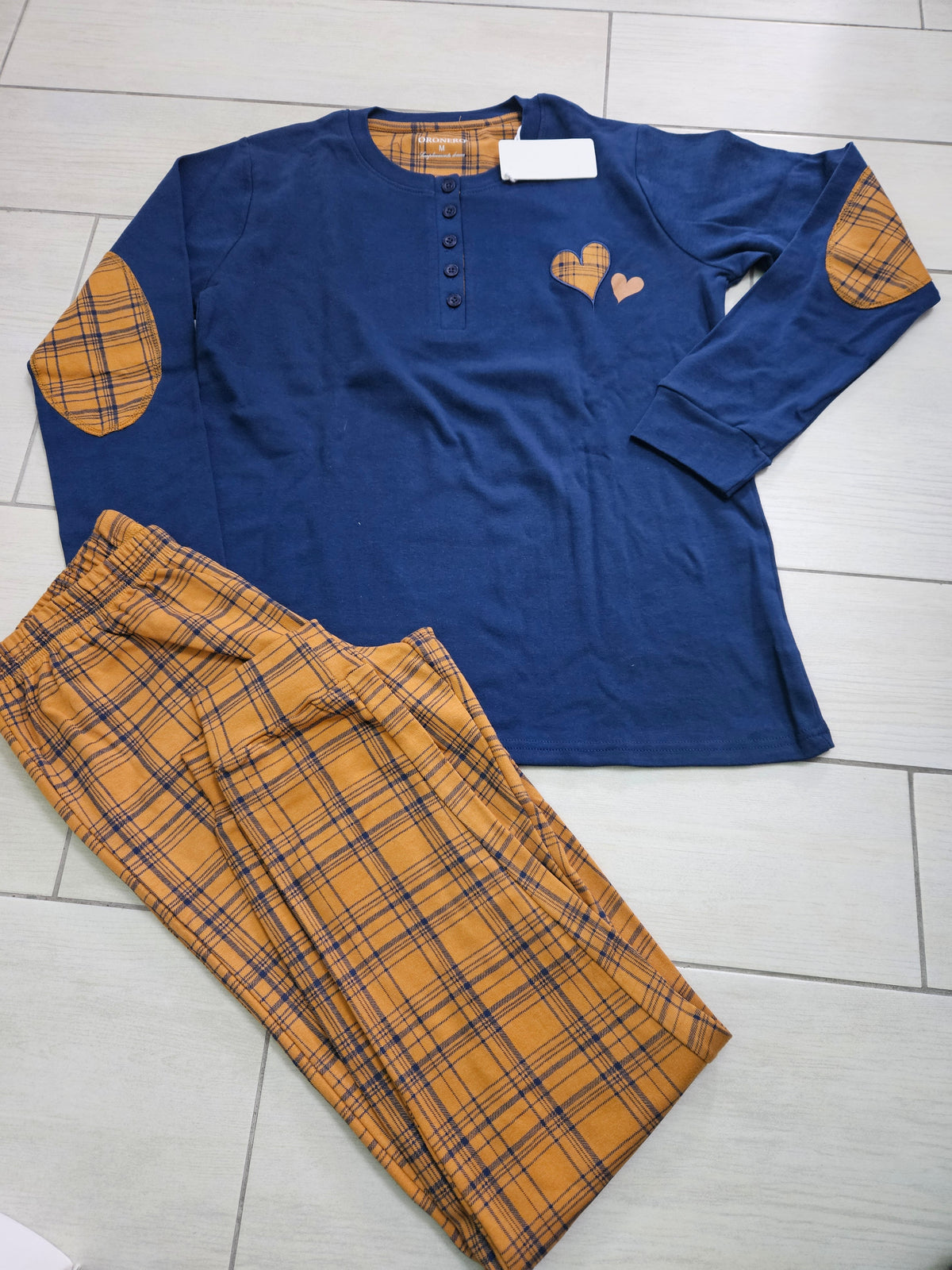 Pigiama caldo cotone blu M
