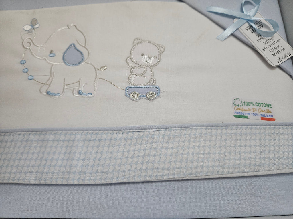 Completo culla elefantino azzurro