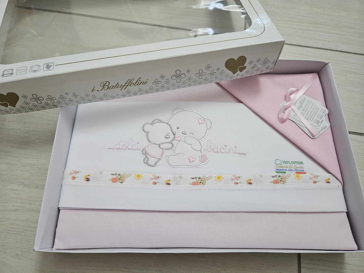 Completo culla orsetto rosa