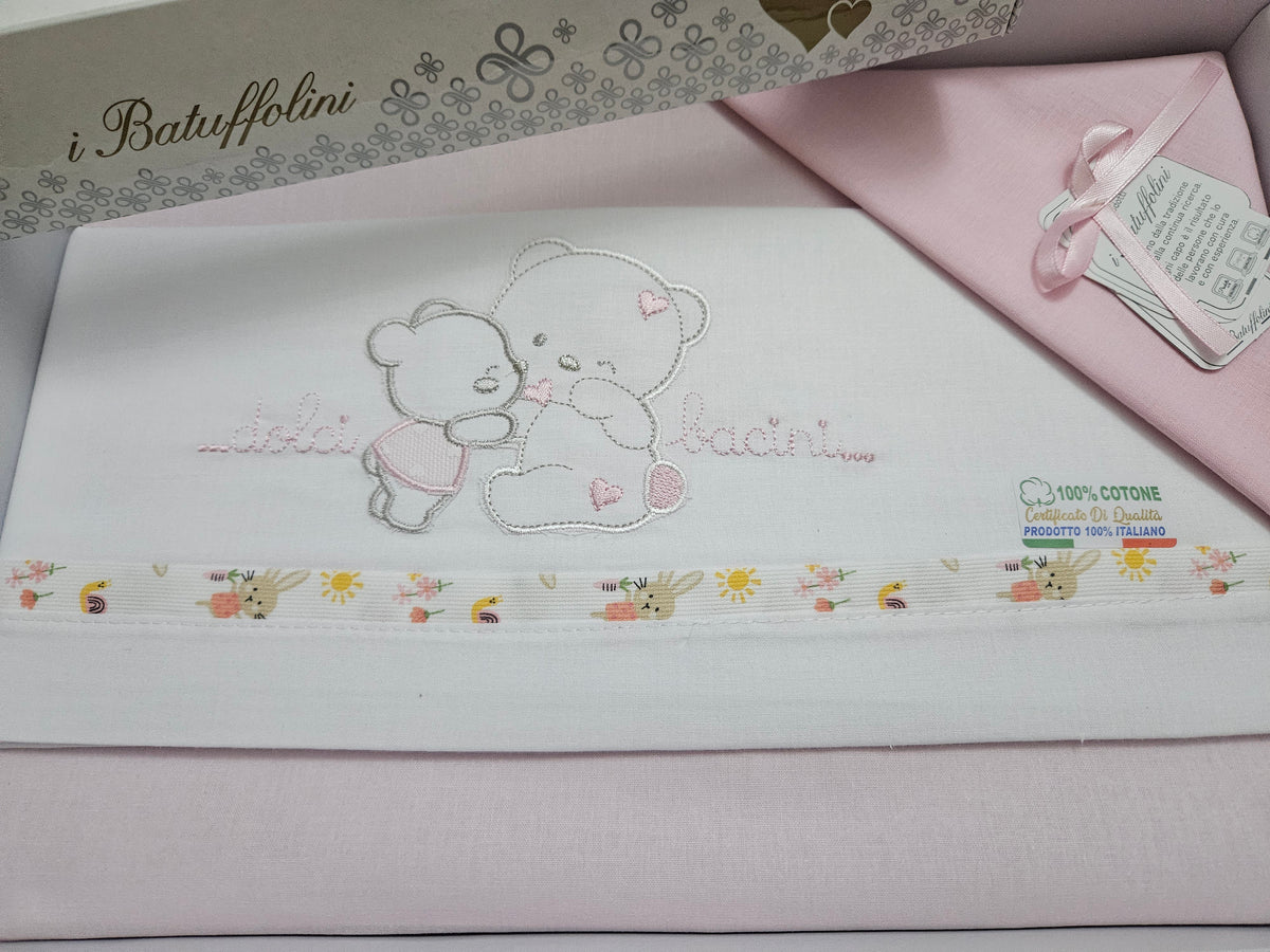 Completo culla orsetto rosa