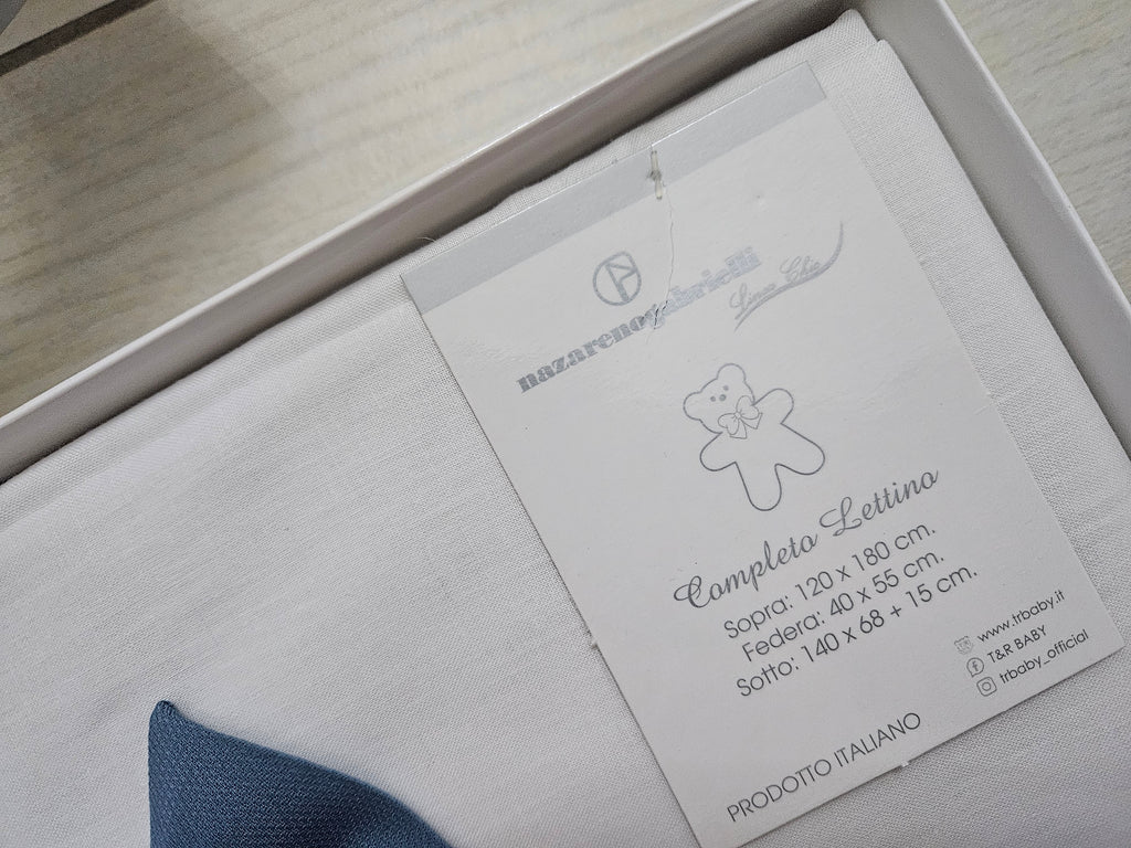 Completo culla fiocco NG blu