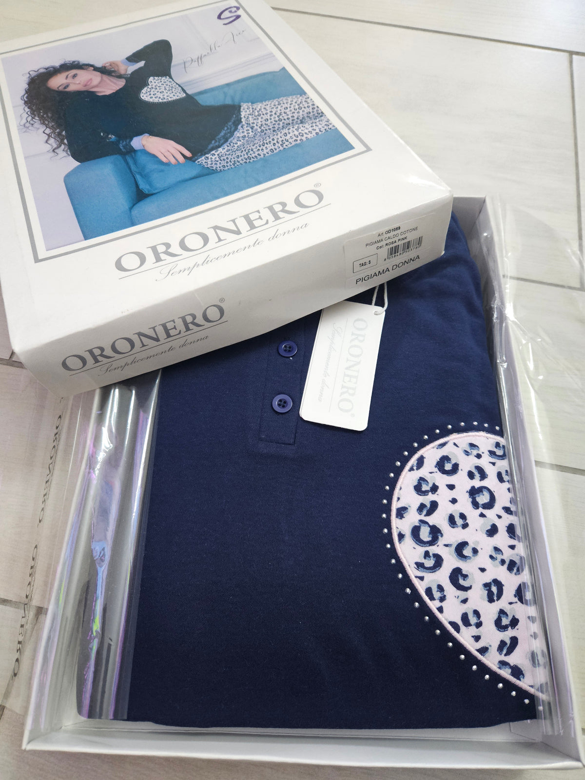 Pigiama caldo cotone rosa/blu S