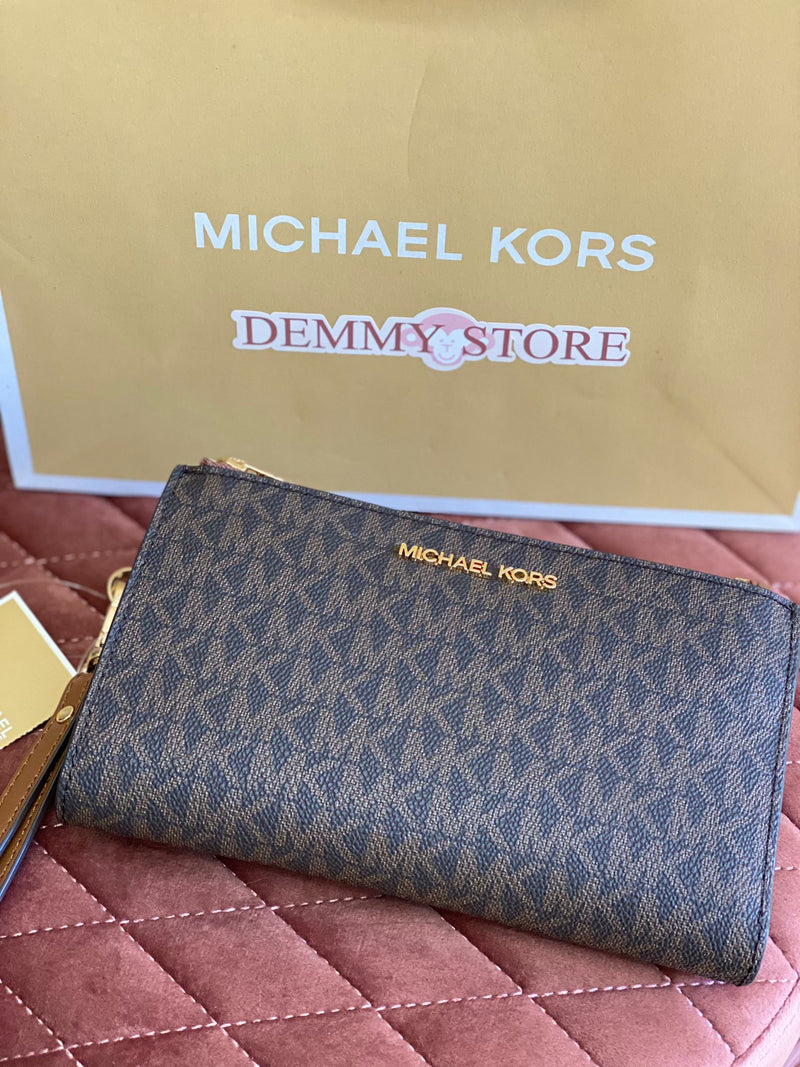 Portafoglio Michael Kors double zip brown