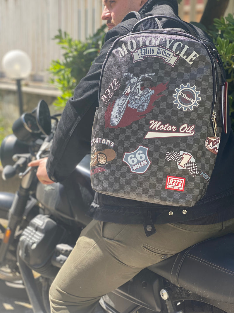 Black motorcycle backpack